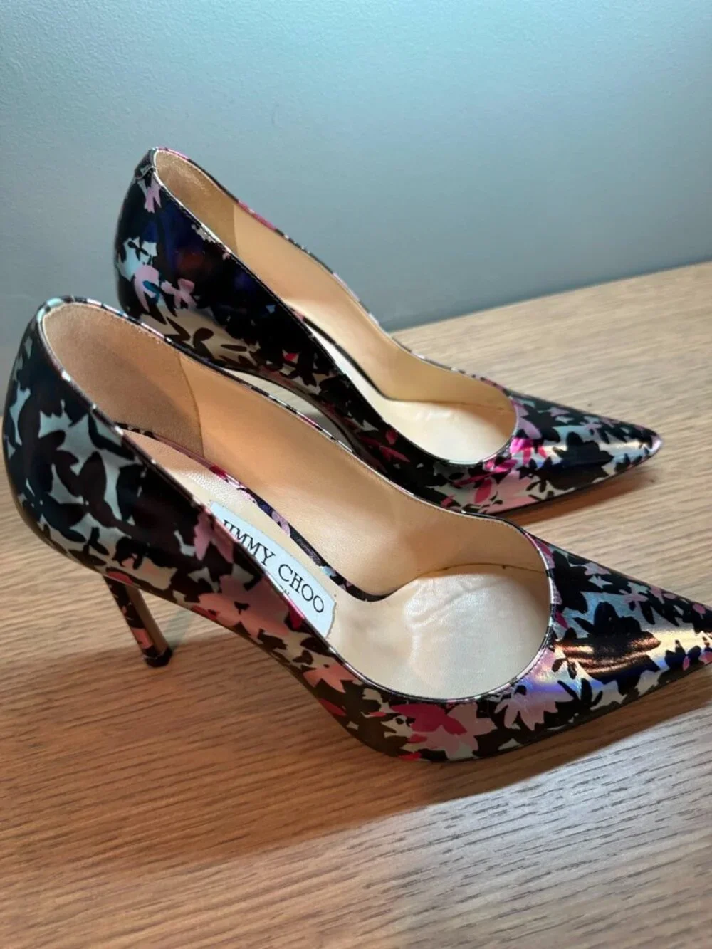 Jimmy Choo Floral Metallic Pumps Heels Pointed Toe